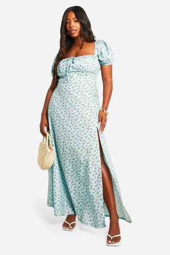 Womens Plus Woven Floral Printed Milkmaid Midaxi Dress - - 26 - boohoo - Modalova