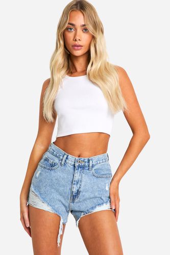 Womens Distressed Denim Shorts - - 12 - boohoo - Modalova