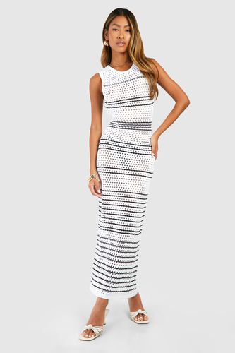 Womens Stripe Crochet Maxi Dress - - L - boohoo - Modalova