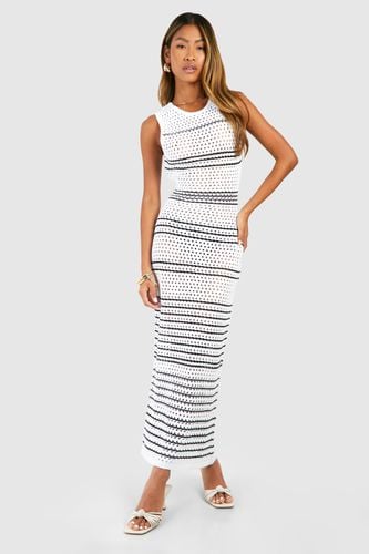 Womens Stripe Crochet Maxi Dress - - S - boohoo - Modalova
