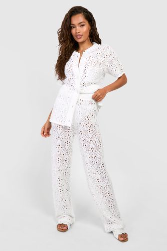 Womens Crochet Knitted Shirt Co-ord - - XS - boohoo - Modalova