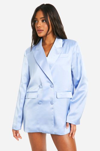 Womens Satin Longline Blazer - - 6 - boohoo - Modalova