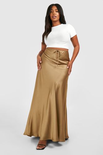 Womens Plus Satin Drawcord Maxi Skirt - - 16 - boohoo - Modalova