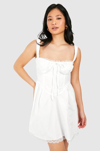 Womens Petite Cotton Strappy Milkmaid Mini Dress - - 10 - boohoo - Modalova