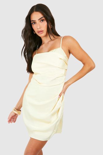 Womens Petite Satin Draped Mini Slip Dress - - 8 - boohoo - Modalova