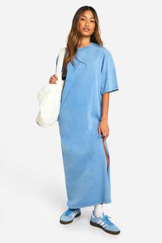 Womens Acid Wash Shoulder Pad Maxi T-shirt Dress - - 10 - boohoo - Modalova
