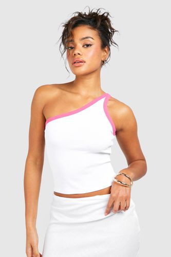 Womens Premium Contrast Rib One Shoulder Vest - - 10 - boohoo - Modalova