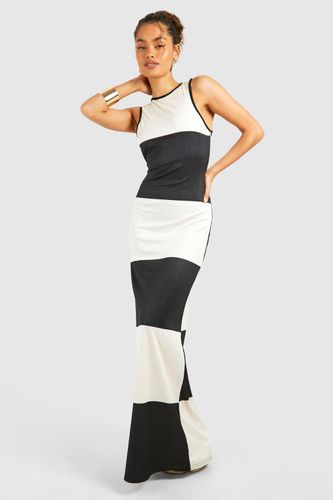 Womens Racer Neck Colour Block Stripe Rib Maxi Dress - - 18 - boohoo - Modalova