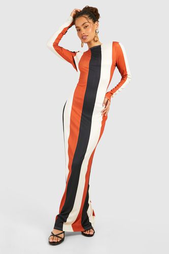 Womens Low Back Scoop Stripe Rib Maxi Dress - - 14 - boohoo - Modalova