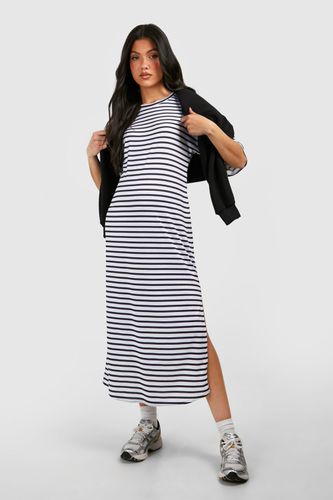 Womens Maternity Short Sleeve Split Hem Striped Dress - - 10 - boohoo - Modalova