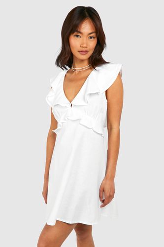 Womens Ruffle Tie Back Mini Dress - - 8 - boohoo - Modalova