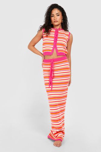Womens Petite Stripe Knit Maxi Skirt - - M - boohoo - Modalova
