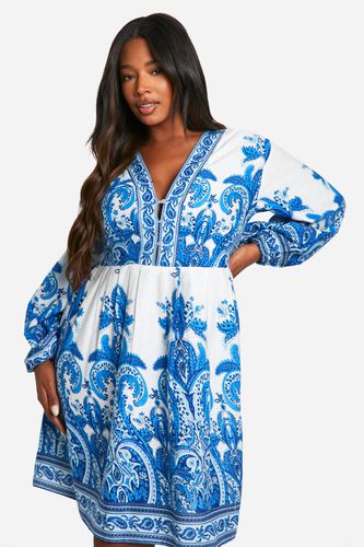 Womens Plus Paisley Print Smock Dress - - 28 - boohoo - Modalova