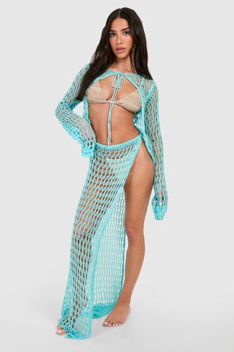 Womens Petite Crochet Side Tie Maxi Skirt - - L - boohoo - Modalova