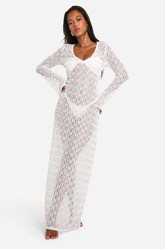Womens Textured Lace Beach Maxi Cover-up Dress - - L - boohoo - Modalova
