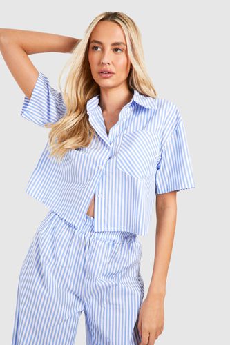 Womens Tall Woven Pinstripe Cropped Shirt - - 10 - boohoo - Modalova