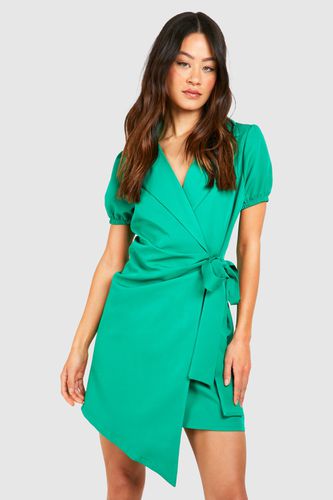 Womens Tall Woven Short Sleeve Wrap Blazer Dress - - 12 - boohoo - Modalova
