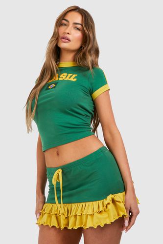 Womens Brazil Mini Frill Skirt - - 14 - boohoo - Modalova