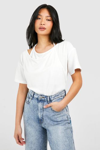 Womens Petite Double Layer Cotton T-shirt - - 16 - boohoo - Modalova