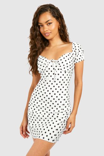 Womens Bengaline Polka Dot Milkmaid Mini Dress - - 10 - boohoo - Modalova