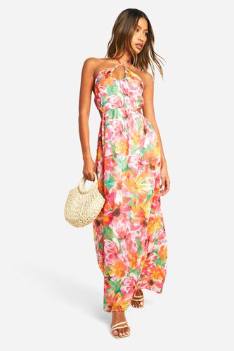 Womens Tropical Halterneck Maxi Dress - - 16 - boohoo - Modalova