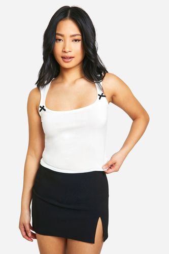 Womens Petite Bow Detail Top - - 8 - boohoo - Modalova