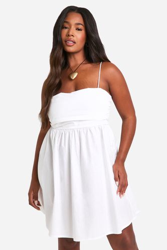 Womens Plus Cotton Poplin Ruched Skater Dress - - 26 - boohoo - Modalova