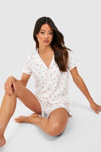 Womens Tall Cherry Print Short Pj Set - - 12 - boohoo - Modalova