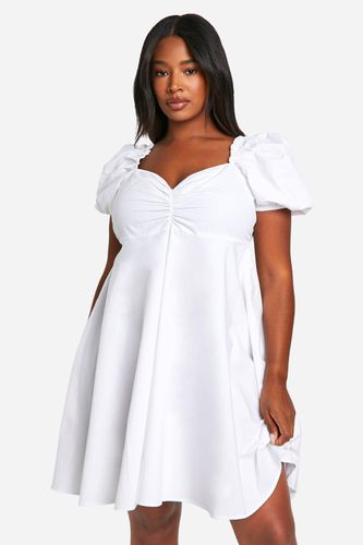 Womens Plus Cotton Poplin Puff Sleeve Smock Dress - - 20 - boohoo - Modalova