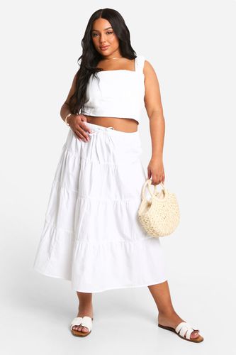 Womens Plus Cotton Poplin Tiered Midaxi Skirt - - 22 - boohoo - Modalova