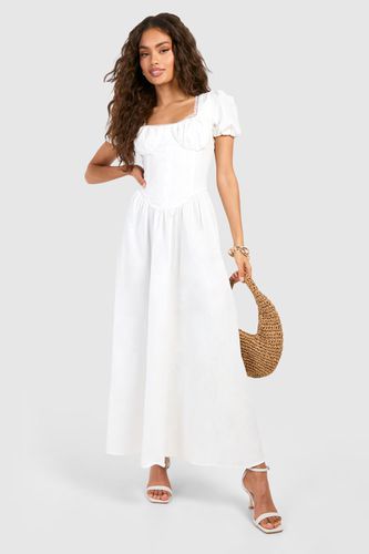 Womens Puff Sleeve Milkmaid Midaxi Dress - - 18 - boohoo - Modalova