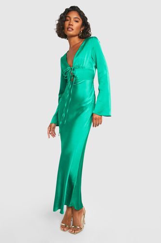 Womens Tall Satin Tie Front Maxi Dress - - 16 - boohoo - Modalova