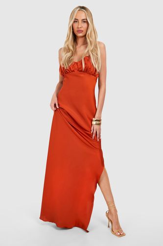 Womens Tall Satin Bust Detail Maxi Dress - - 10 - boohoo - Modalova