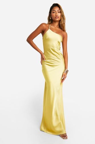 Womens Satin Asymmetric Strap Maxi Dress - - 14 - boohoo - Modalova