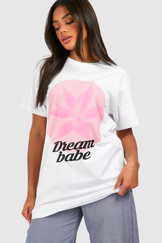 Womens Oversized Dream Babe Printed Cotton Tee - - M - boohoo - Modalova