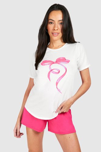 Womens Maternity Bow Print T-shirt And Short Pyjama Set - - 10 - boohoo - Modalova
