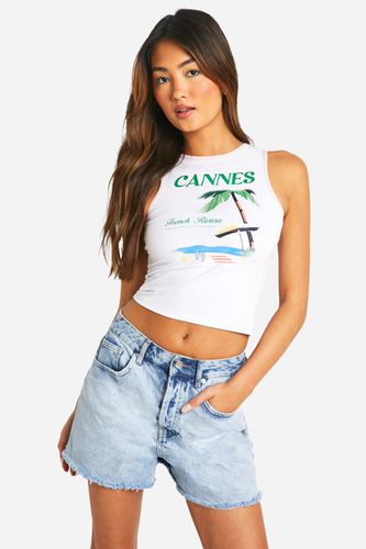 Womens Cannes Printed Contrast Racer Crop Vest - - 8 - boohoo - Modalova