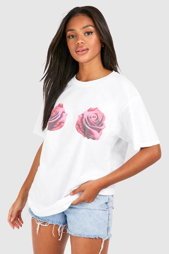 Womens Oversized Rose Printed Cotton Tee - - XL - boohoo - Modalova