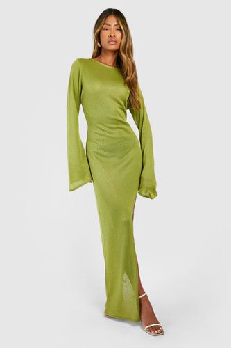 Womens Flare Sleeve Split Leg Snit Maxi Dress - - 10 - boohoo - Modalova