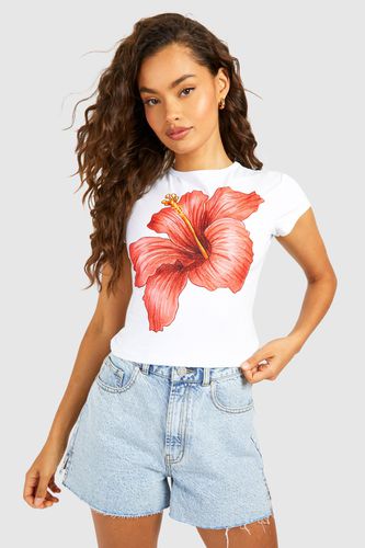 Womens Flower Printed Cap Sleeve Baby Tee - - 16 - boohoo - Modalova