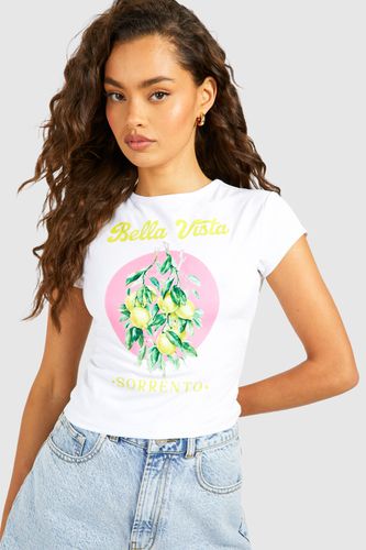 Womens Lemons Printed Cap Sleeve Baby Tee - - 10 - boohoo - Modalova