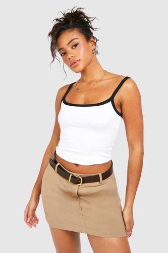 Womens Premium Contrast Rib Strappy Top - - 10 - boohoo - Modalova