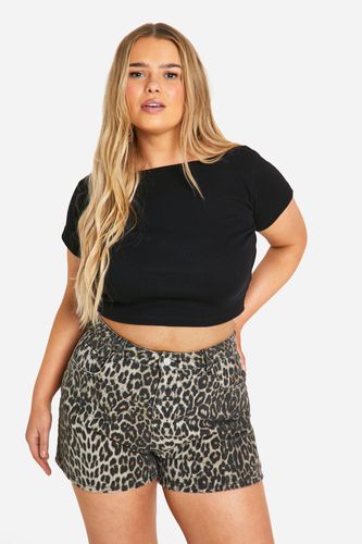 Womens Plus Leopard Print Mom Shorts - - 18 - boohoo - Modalova