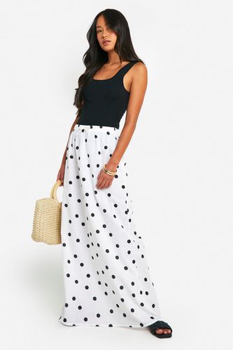 Womens Polka Dot Cotton Maxi Skirt - - 16 - boohoo - Modalova