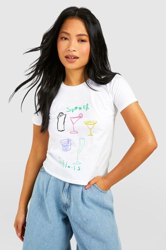 Womens Petite Summer Cocktails Baby Tee - - 10 - boohoo - Modalova