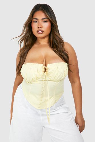 Womens Plus Tie Front Cotton Corset Top - - 26 - boohoo - Modalova