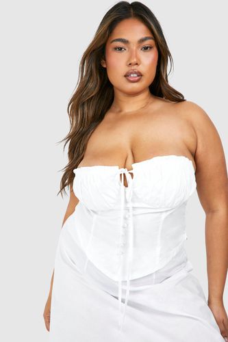 Womens Plus Tie Front Cotton Corset Top - - 26 - boohoo - Modalova