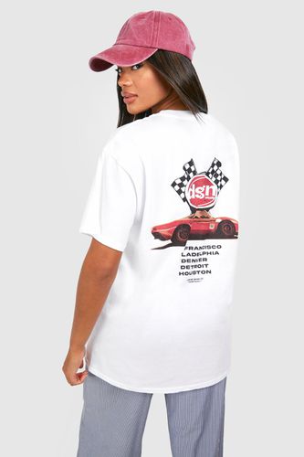 Womens Oversized Car Back Print Cotton Tee - - L - boohoo - Modalova
