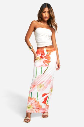 Womens Slinky Flower Print Maxi Skirt - - 12 - boohoo - Modalova