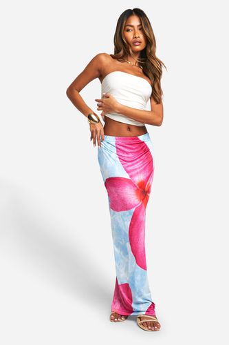 Womens Slinky Flower Print Maxi Skirt - - 10 - boohoo - Modalova